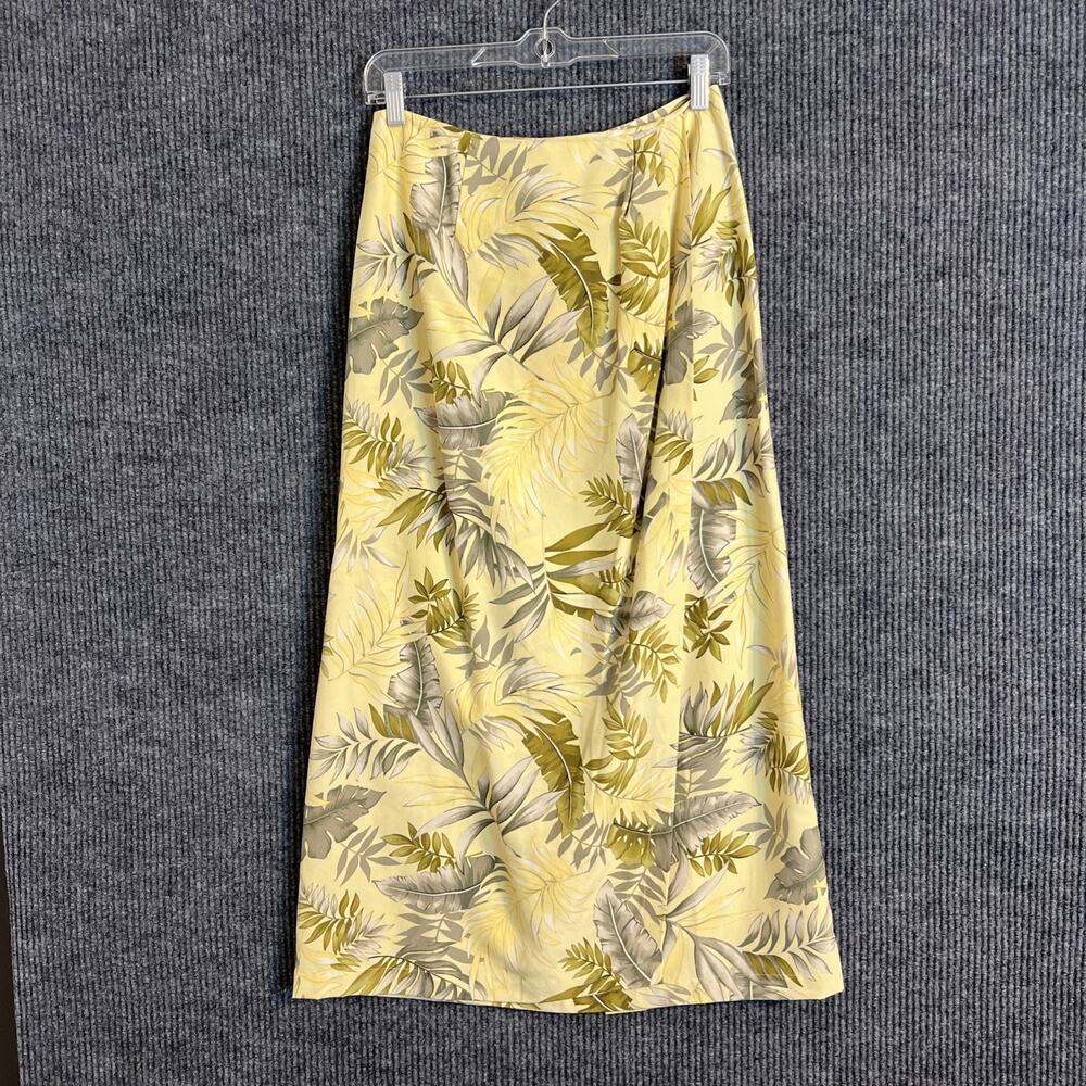 Vintage Casual Corner Womens Skirt Set Size 8 Yellow Tropical Silk Resort Cruise - Picture 11 of 16